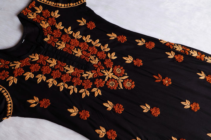 Gulbahaar Black, Caramel & Beige Rayon Kurta Set