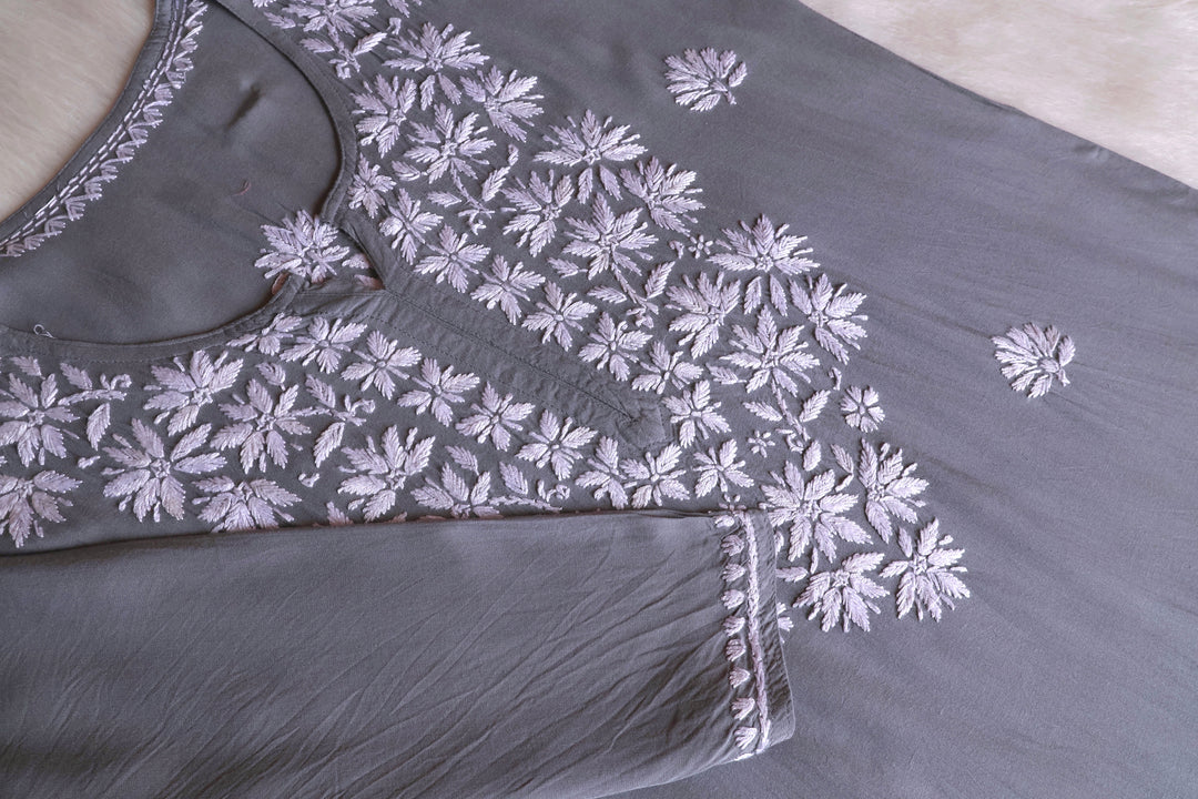 Haala Grey Long Rayon Kurta
