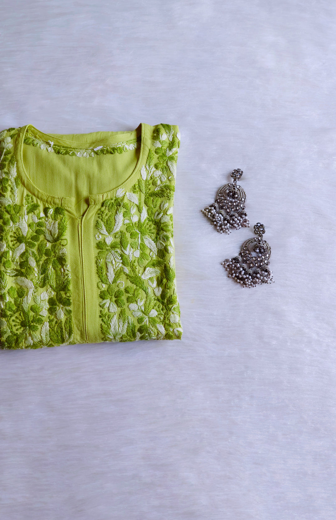 Nuresa Green Ombre Thread Long Rayon Kurta