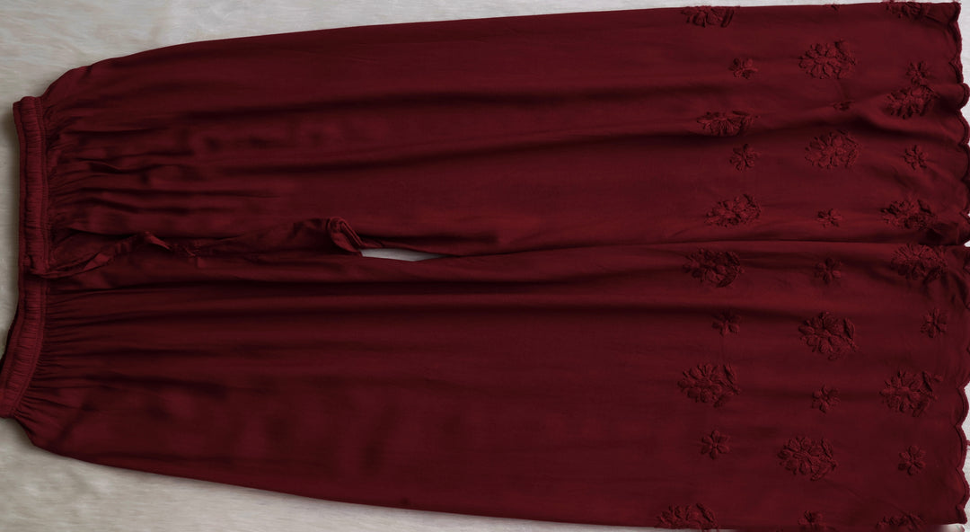 Alishba Rose Brown Scalloped Rayon set