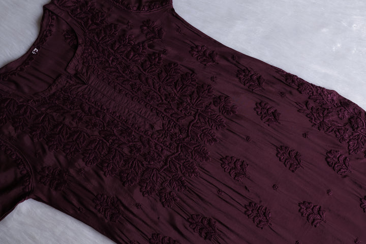 MehrNaaz Smoky Purple Pure Muslin Kurta