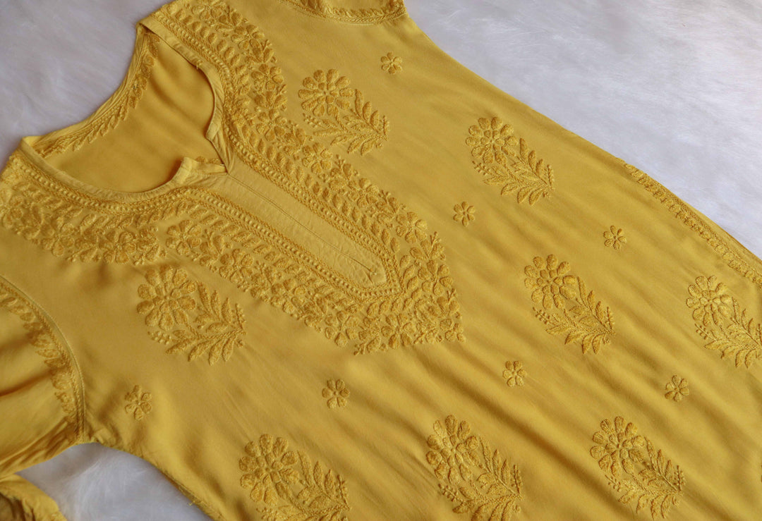 Laila Mustard Ombre Long Rayon Kurta