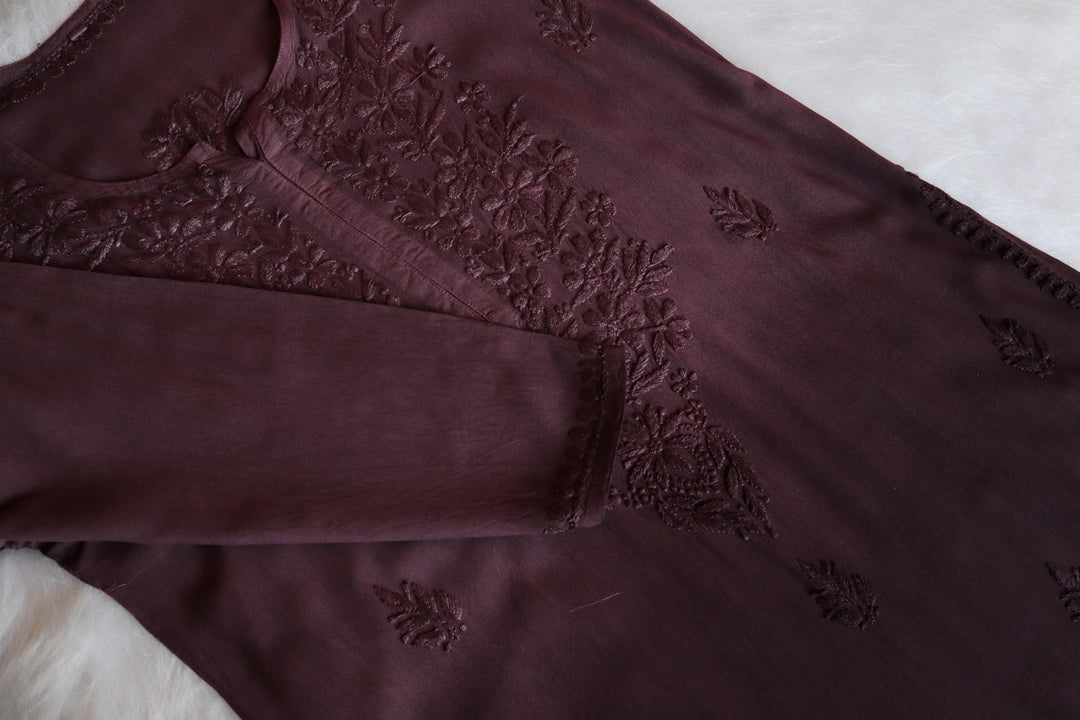 Farhaa Chocolate Brown Ombre Long Rayon Kurta