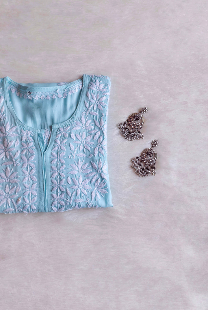 Haala Sky Blue Long Rayon Kurta