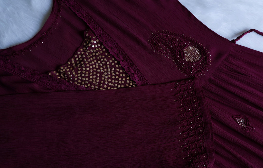 Anabiya Deep Purple Pure Chiffon Dress