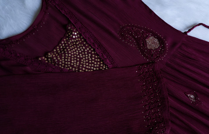 Anabiya Deep Purple Pure Chiffon Dress