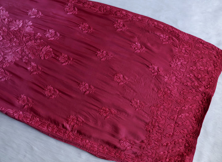 Zaryaab Burgundy Long Modal Silk Kurta