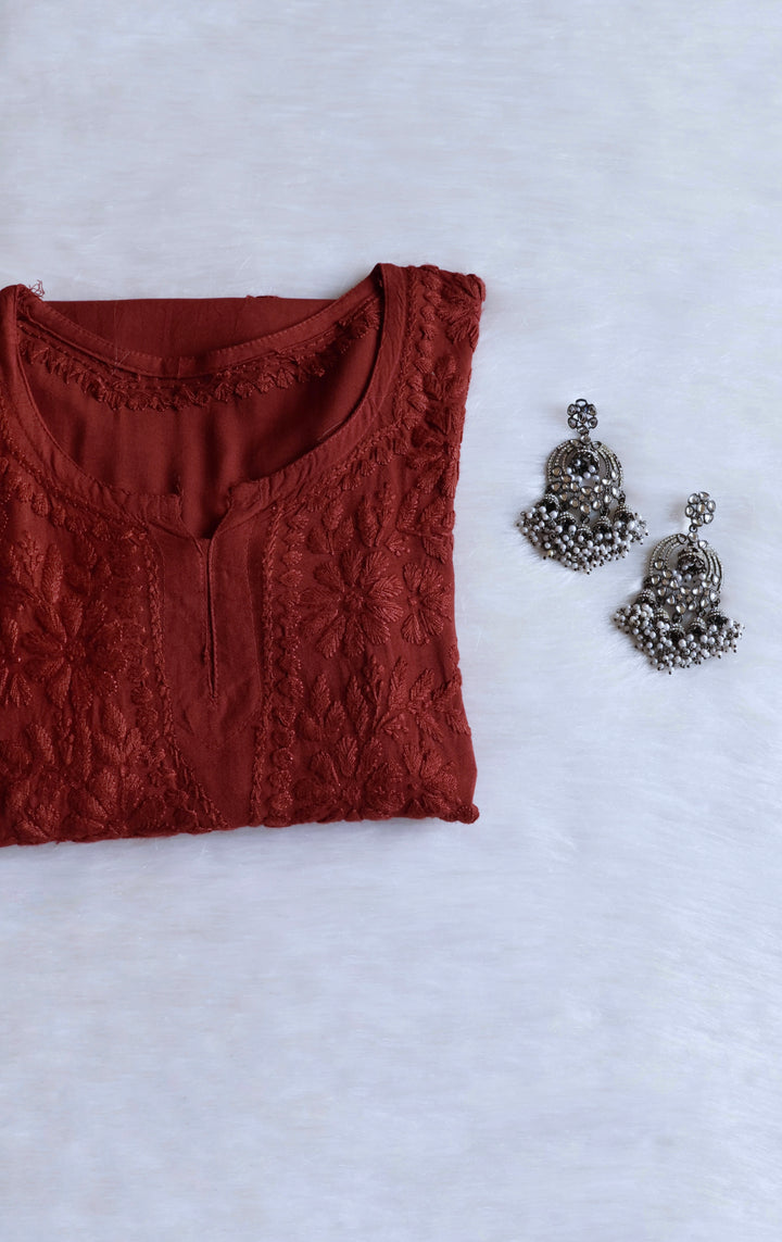 Aliyah Brown Short Rayon Kurta