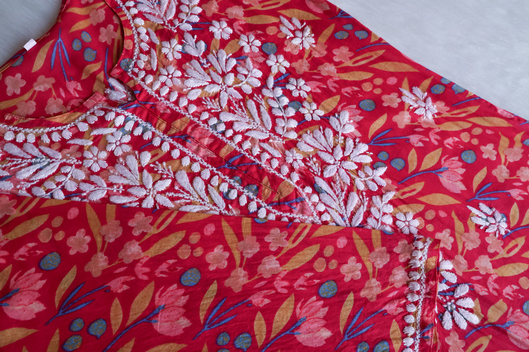 Sajal Deep Pink Pure Mulmul set