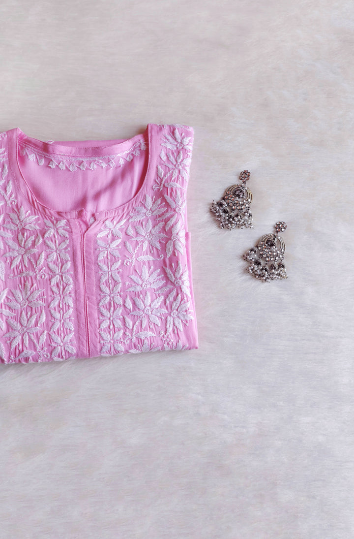 Haala Baby Pink Long Rayon Kurta