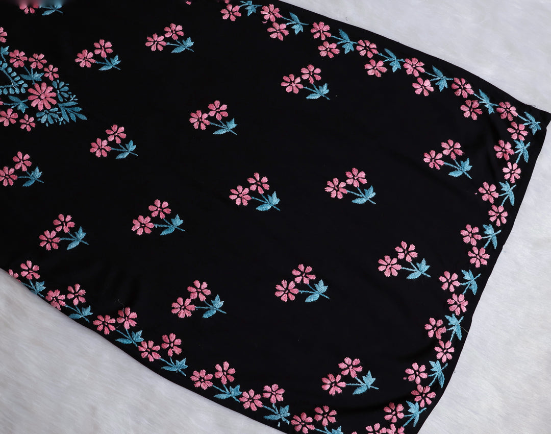 Sitara Black, Peach & Teal Rayon Kurta Set - Noor Chikankari