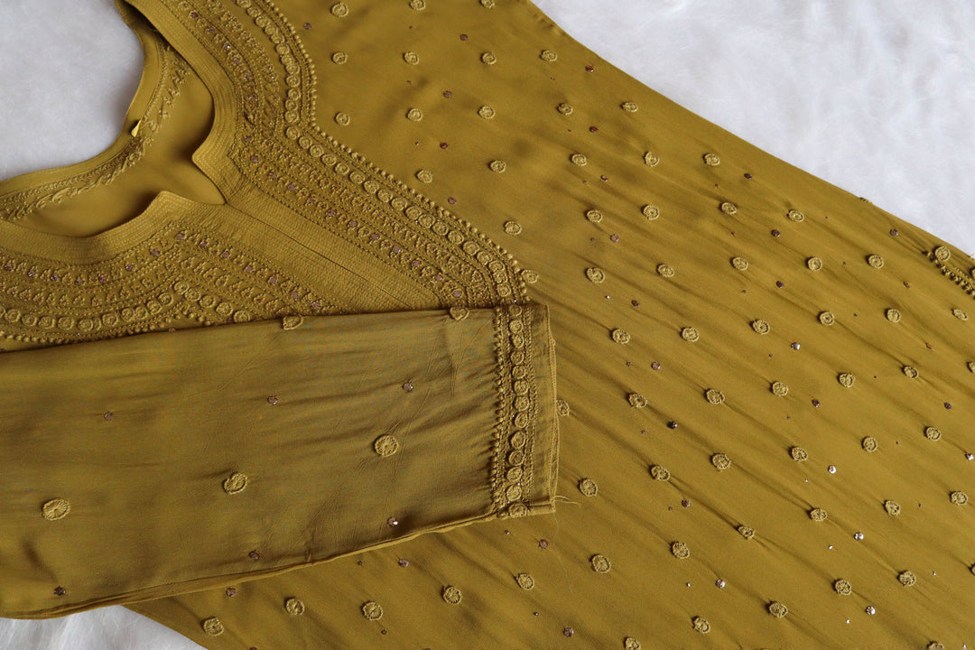 Mahaa Olive Viscose Georgette Kurta