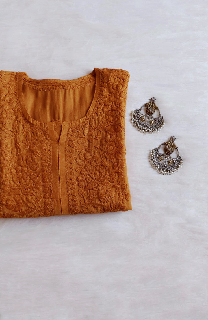 Jannat Mustard Chanderi Kurta