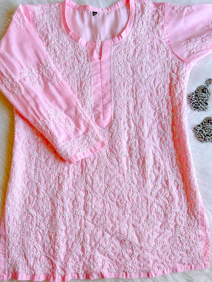 Zahrah Baby Pink Short Cotton Kurta