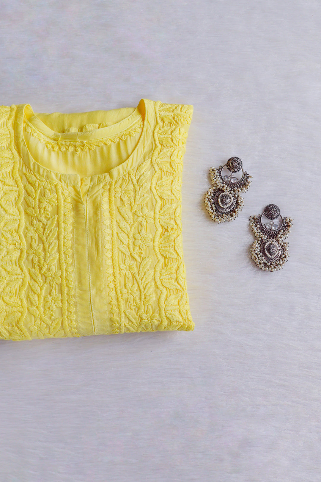 MehrNaaz Lemon Yellow Pure Muslin Kurta