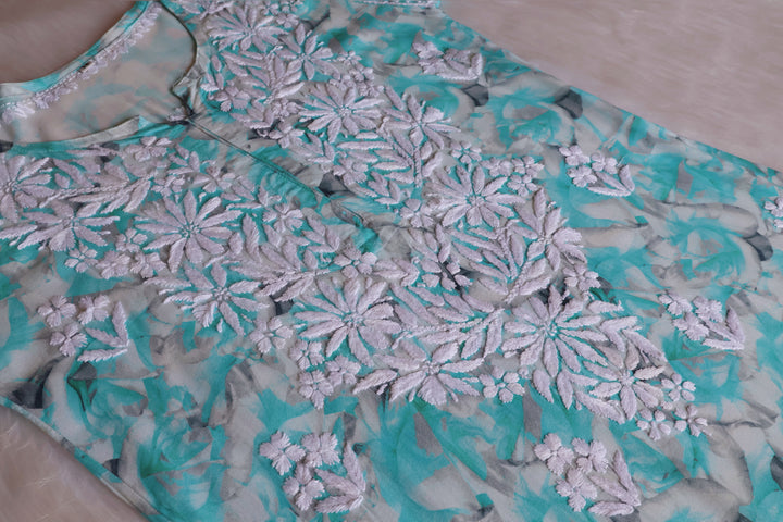 Sarah Sea Blue Long Rayon kurta