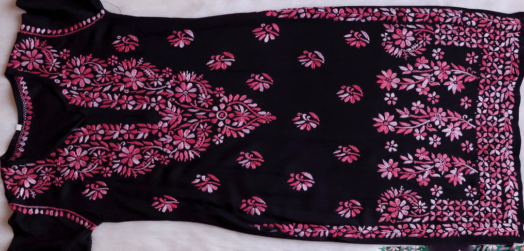 Noora Black & Pink Rayon Kurta Pant set