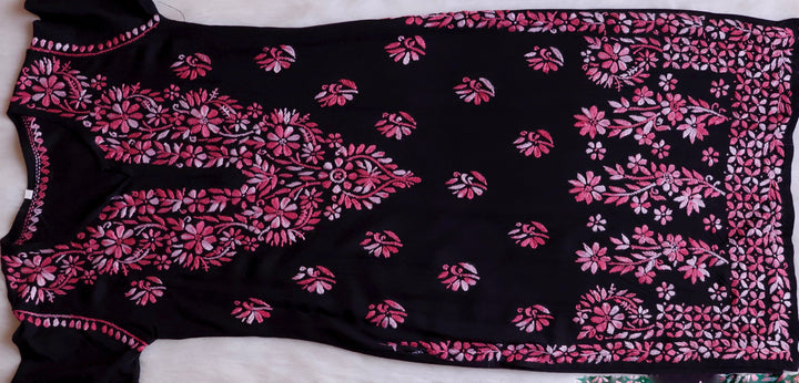 Noora Black & Pink Rayon Kurta Pant set