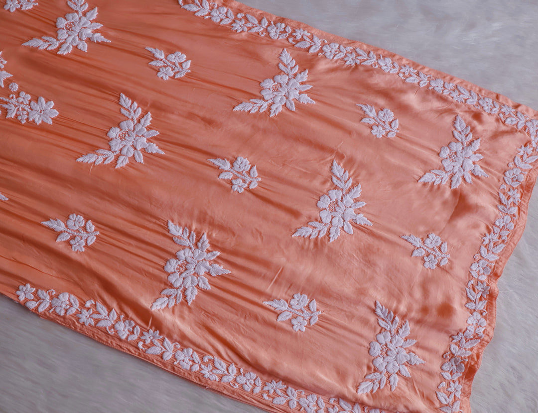 Mahnoor Peach Modal Silk Kurta Set