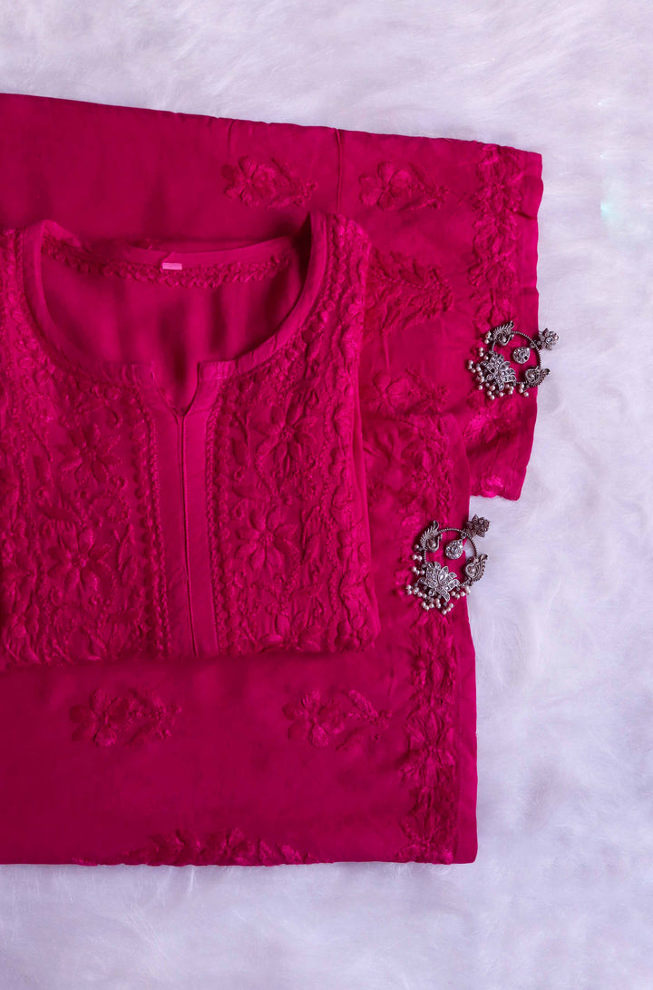 Aayat Deep Pink Rayon Kurta Pant set