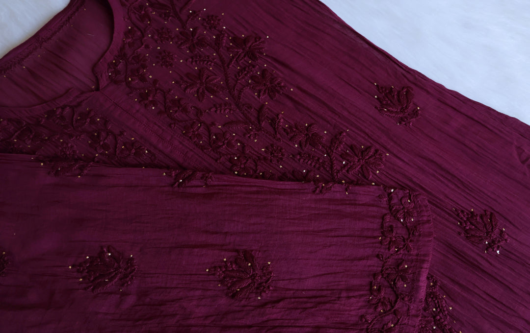 Naqsh Deep Purple Pure Chanderi Mulmul Set