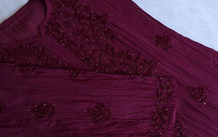 Naqsh Deep Purple Pure Chanderi Mulmul Set