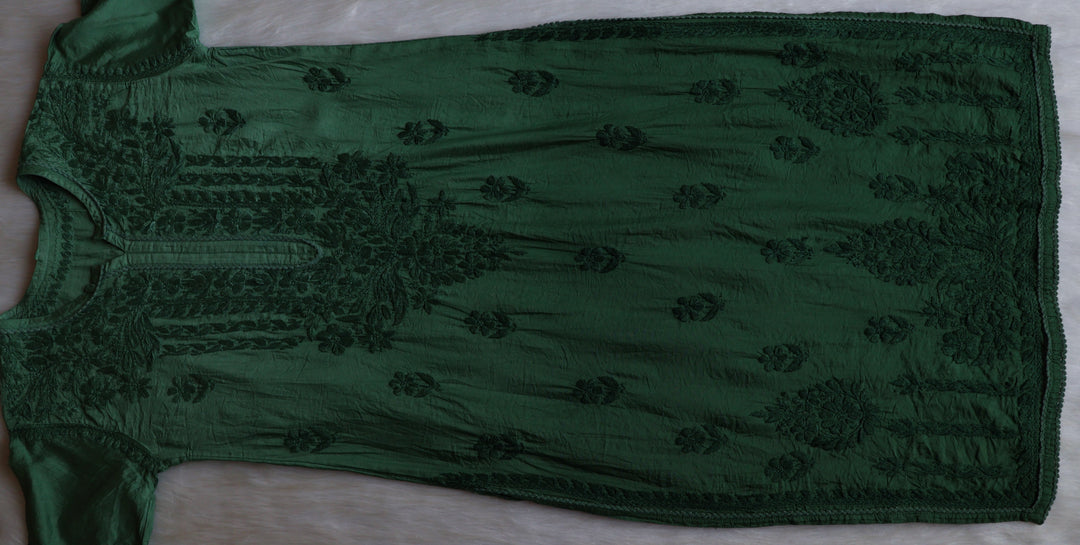 Ruhaab Deep Green Pure Chanderi set