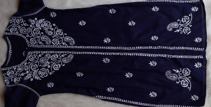 Gul Navy Blue & White Cotton Kurta
