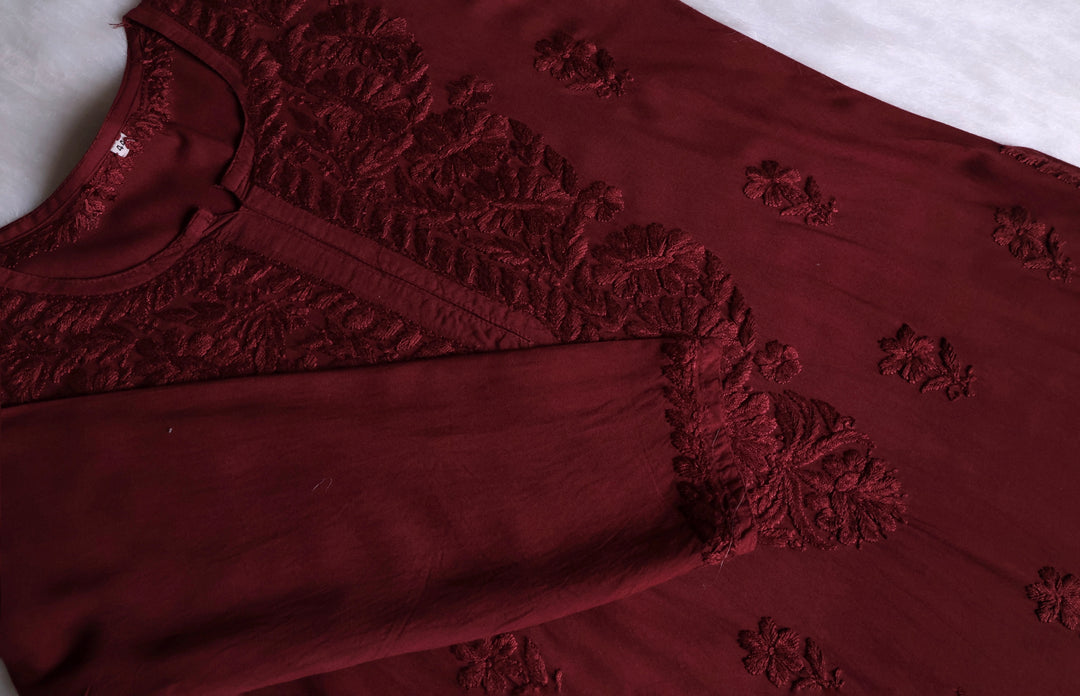 Amirah Maroon Long Rayon kurta