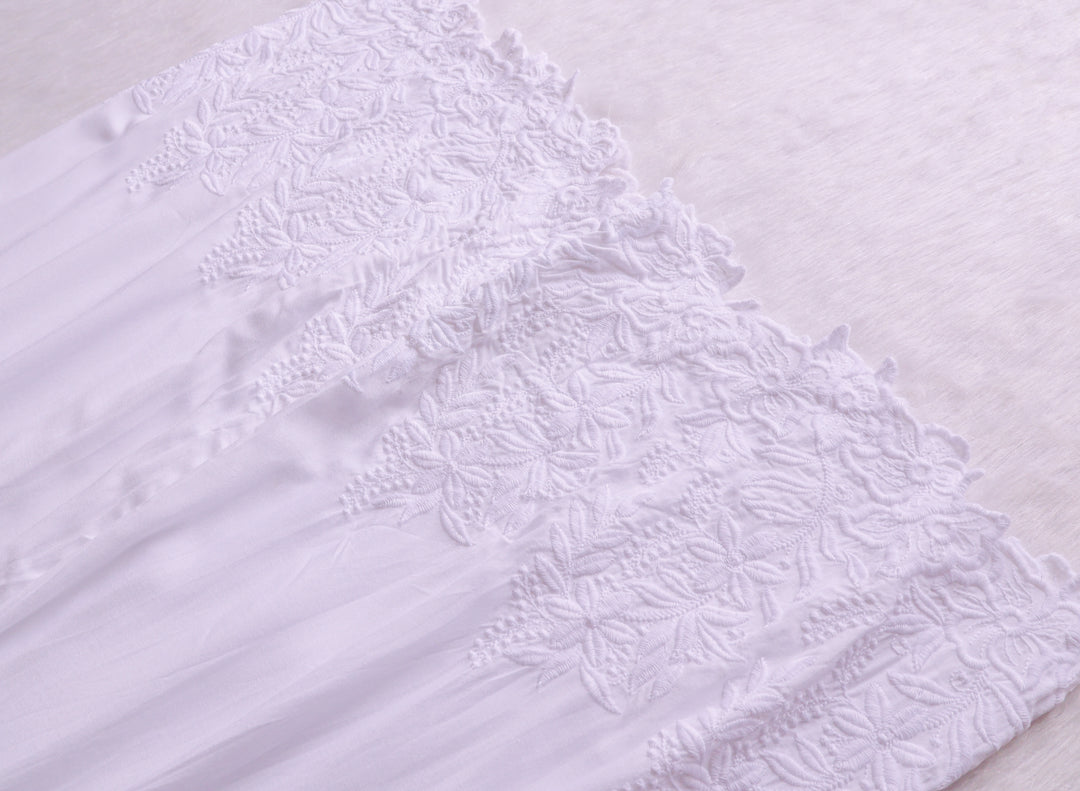 White Chikankari Cutwork Rayon Palazzo