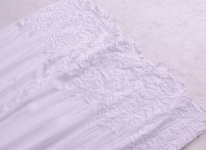 White Chikankari Cutwork Rayon Palazzo