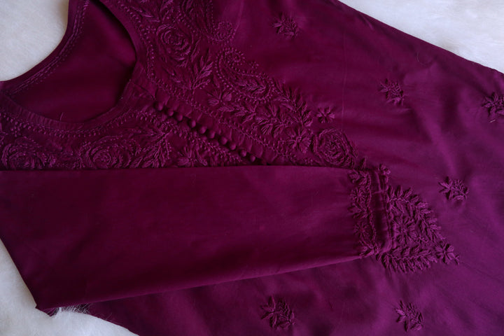 Gul Deep Purple Cotton Kurta