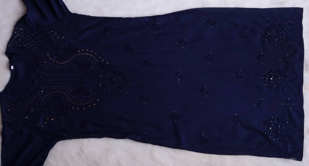 Naida Navy Blue 2 piece Rayon Mukaish set