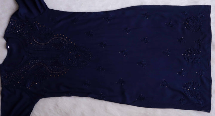 Naida Navy Blue 2 piece Rayon Mukaish set