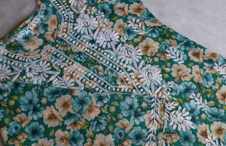 Aleha Turquoise Blue Pure Mulmul set