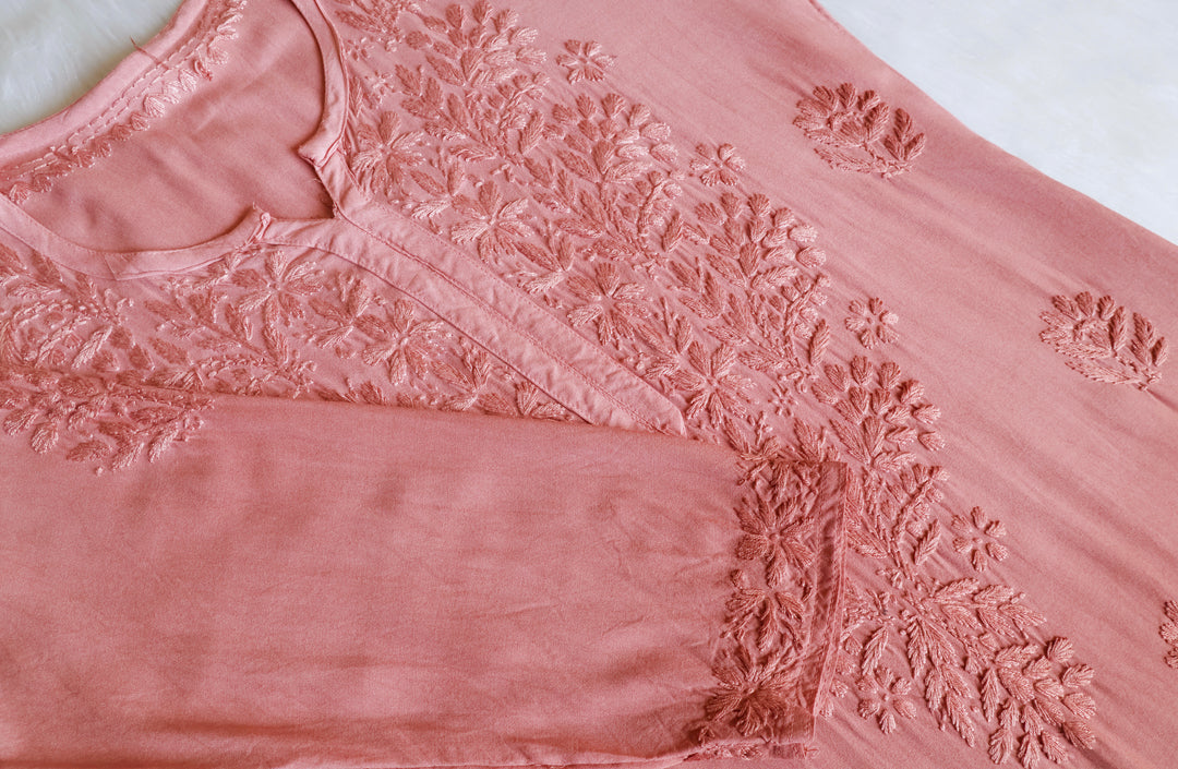 Nagma Rose Brown Long Ombre Rayon Kurta