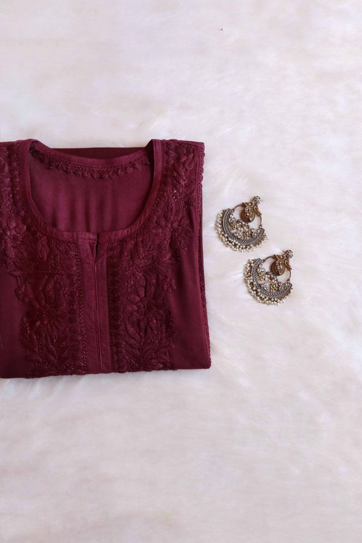Zainab Chocolate Brown Ombre Long Rayon Kurta