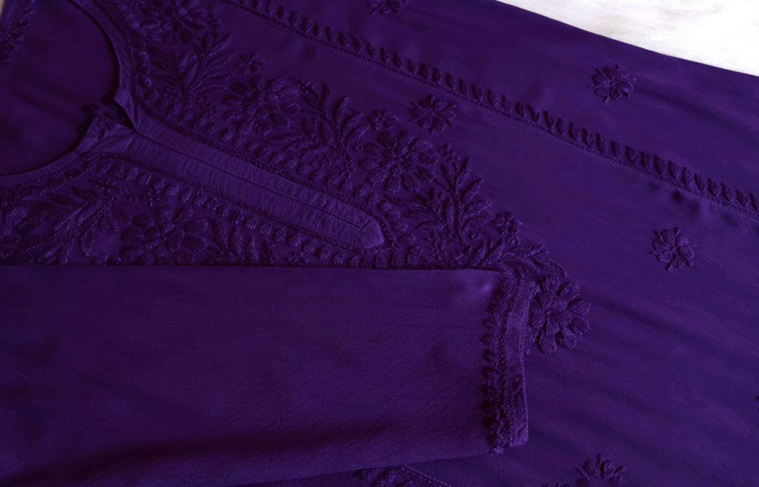 Zainab Purple Ombre Long Rayon Kurta