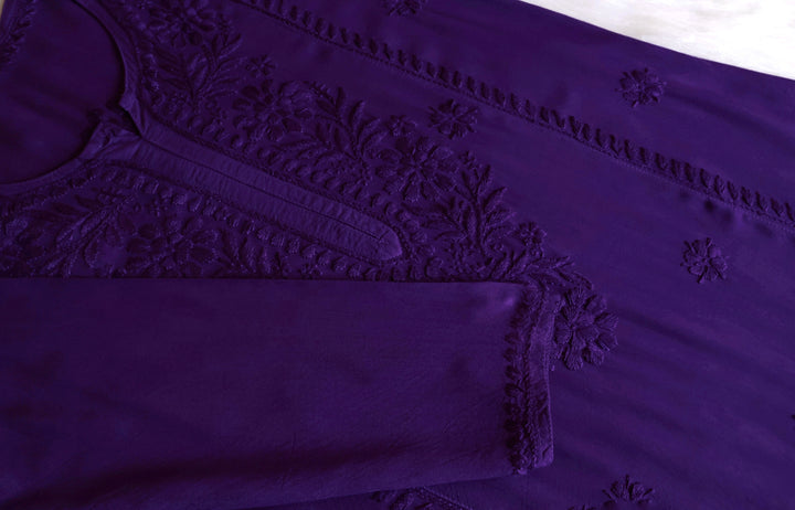 Zainab Purple Ombre Long Rayon Kurta