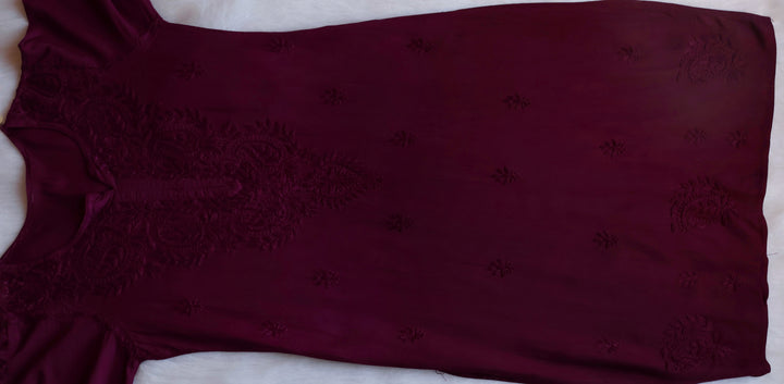 Laila Deep Purple Rayon 3 Piece Set - Noor Chikankari