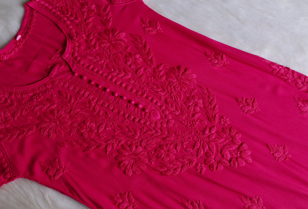 Enaara Deep Pink Potli Button Rayon set