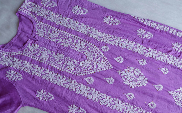 Alizah Lavender Linen Chanderi Mukaish Kurta