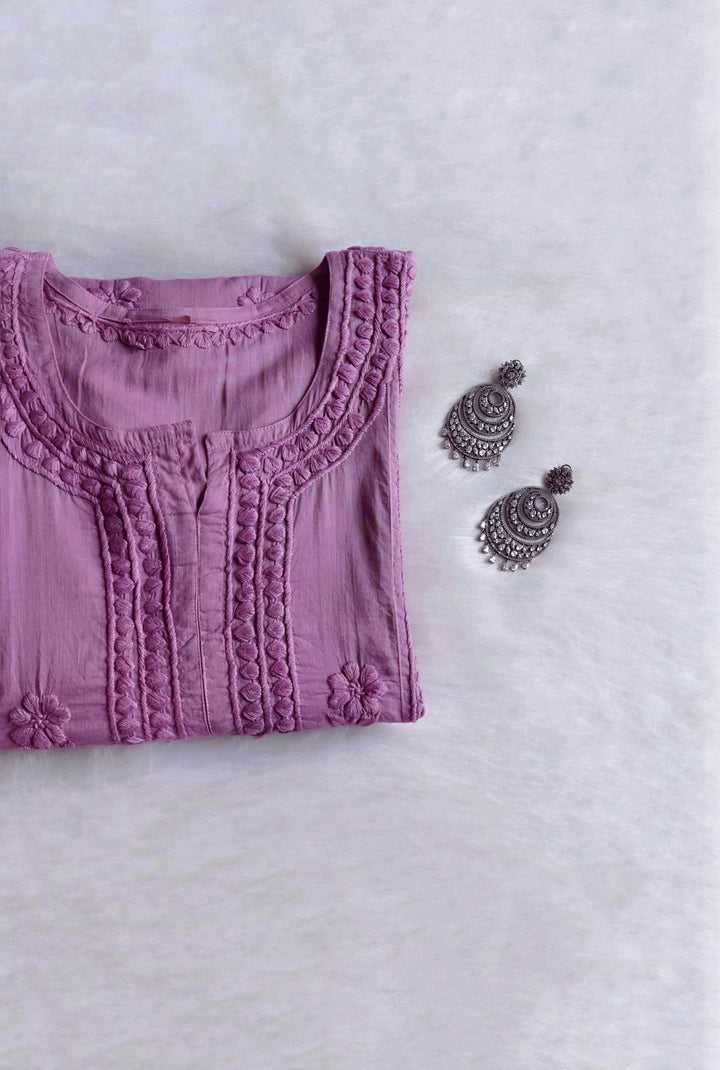 Saleha Dusty Purple Cotton Kurta