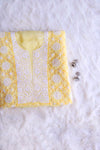 Pastel Yellow Cotton Cutwork Unstitched Kurta piece