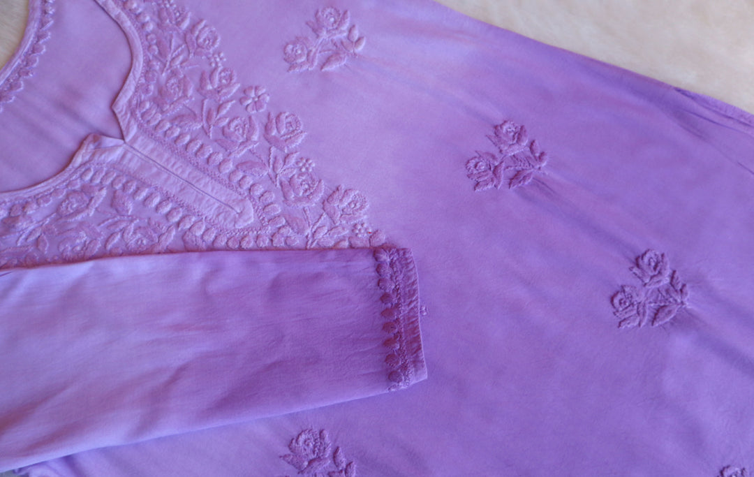 Gul Lavender Short Rayon Kurta