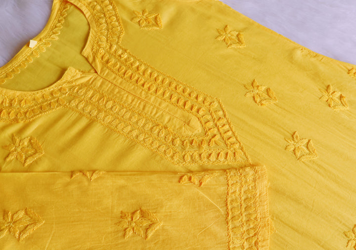 Saleha Mango Yellow Cotton Kurta