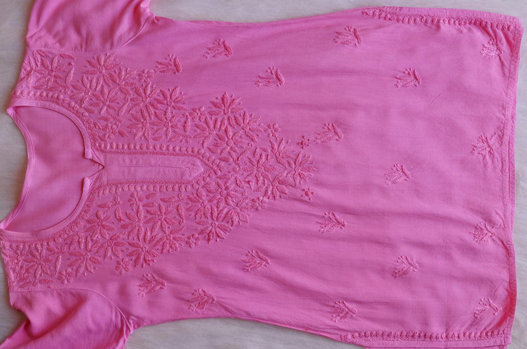 Nora Baby Pink Short Rayon Kurta