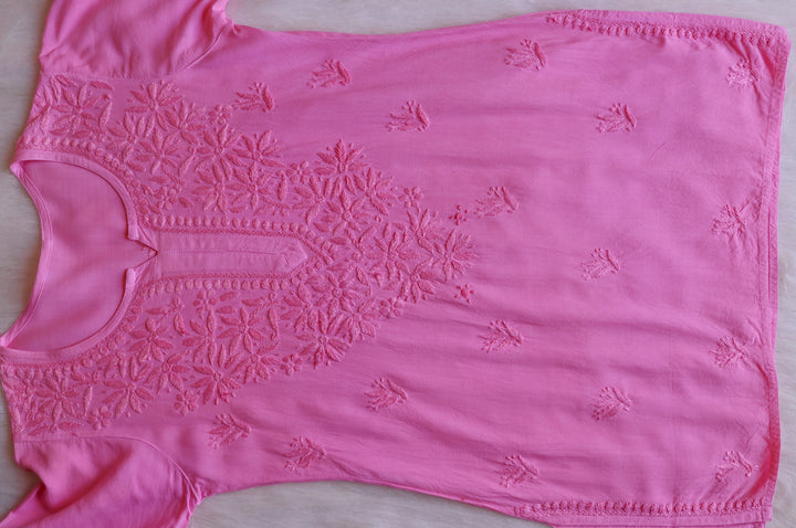 Nora Baby Pink Short Rayon Kurta