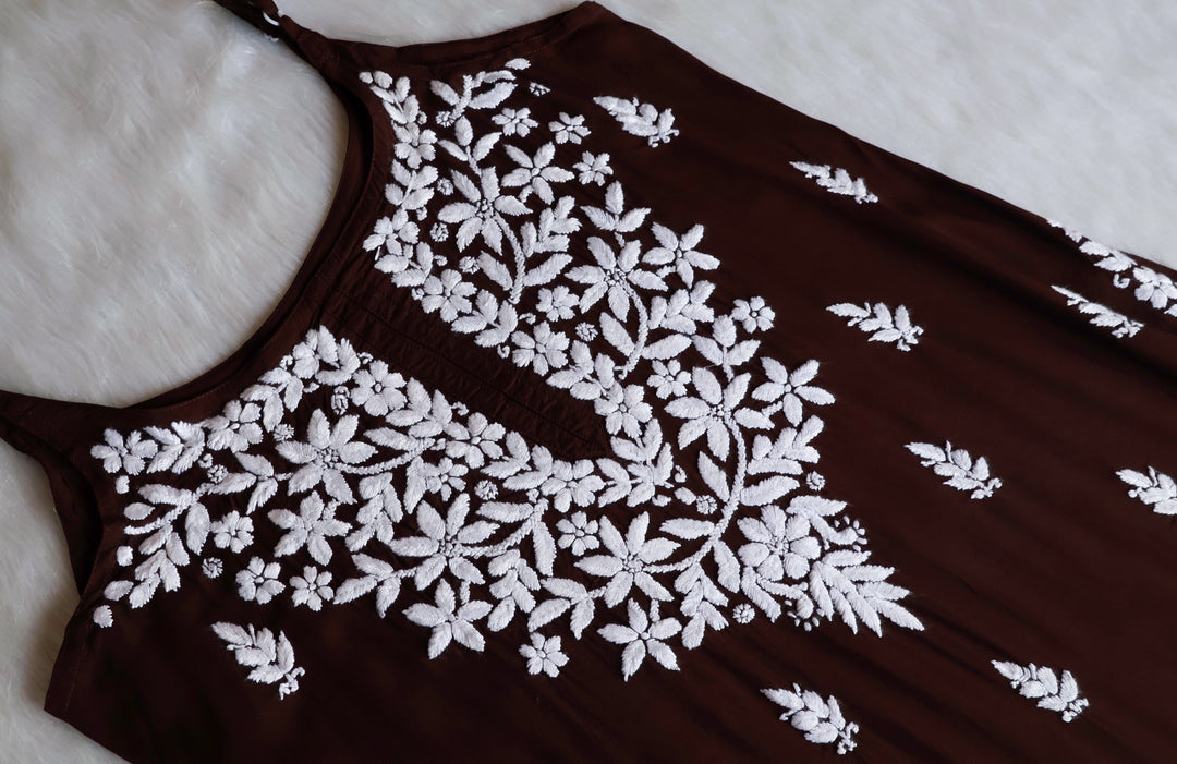 Mirha Chocolate Brown Sleeveless Modal Kurta Set
