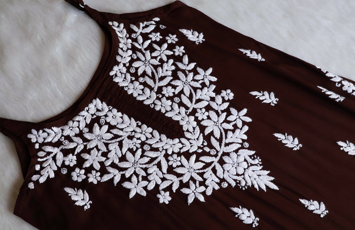 Mirha Chocolate Brown Sleeveless Modal Kurta Set